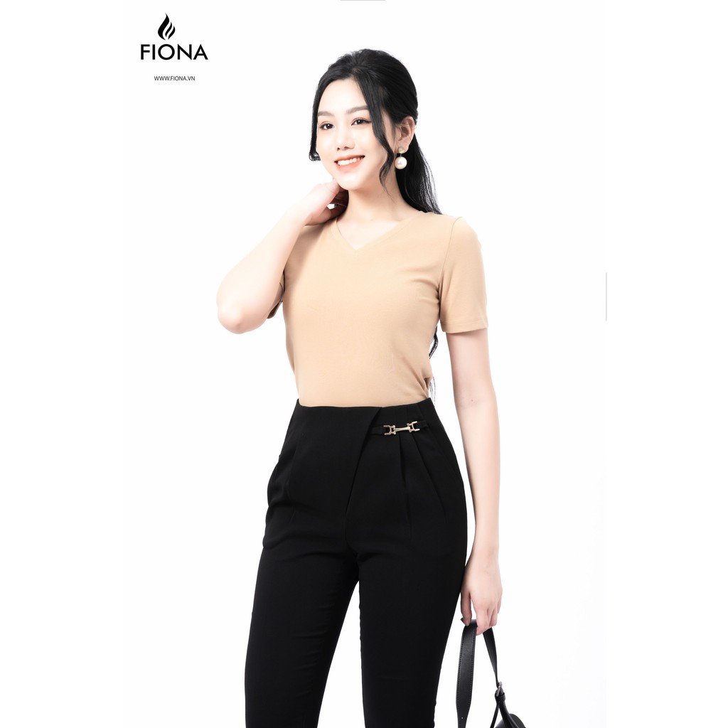 Áo thun nữ, borip cổ tim dáng classic - F521185 [FIONA]