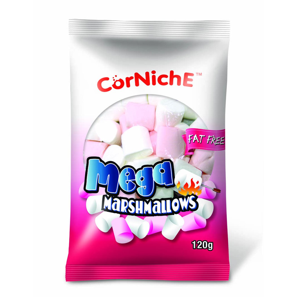 Kẹo Dẻo Mega Marshmallow Vị Dâu Hồng 120g - Kẹo Xốp