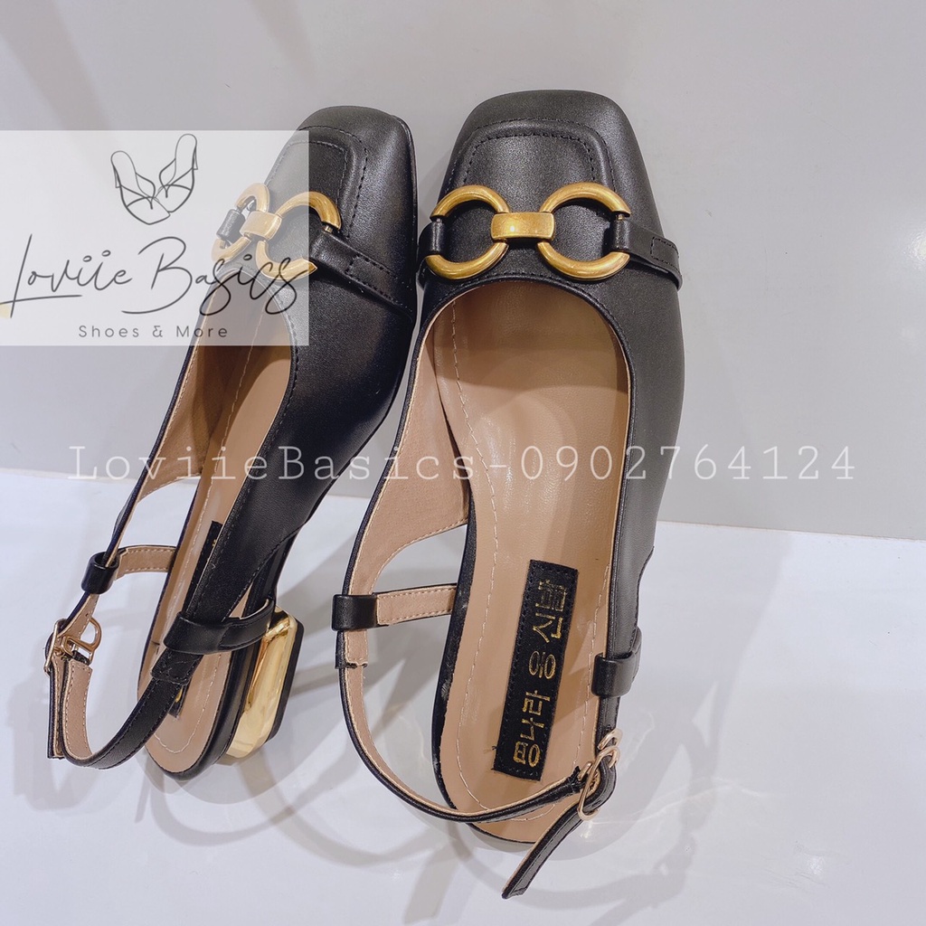 SỤC THỜI TRANG LOVIIE BASICS - GIÀY CAO GÓT BÍT MŨI XÍCH - SANDAL NỮ ĐẾ VUÔNG 2 PHÂN G211223