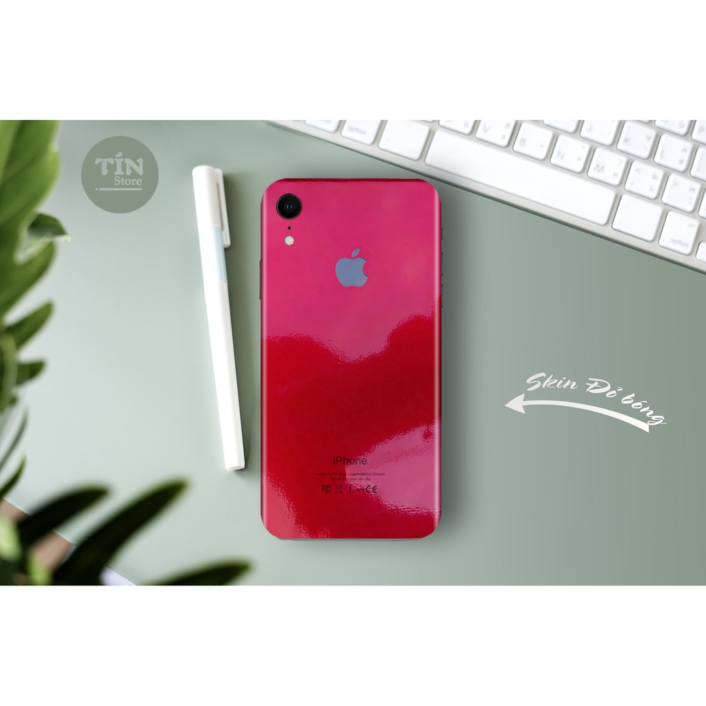 Miếng dán Skin màu đỏ phủ bóng giả kính cho iPhone