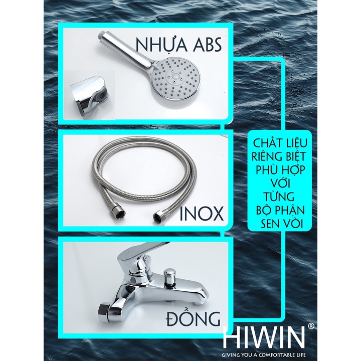 Vòi hoa sen, sen tắm (full bộ) nóng lạnh chất liệu đồng mạ crom cao cấp HIWIN KF-214F