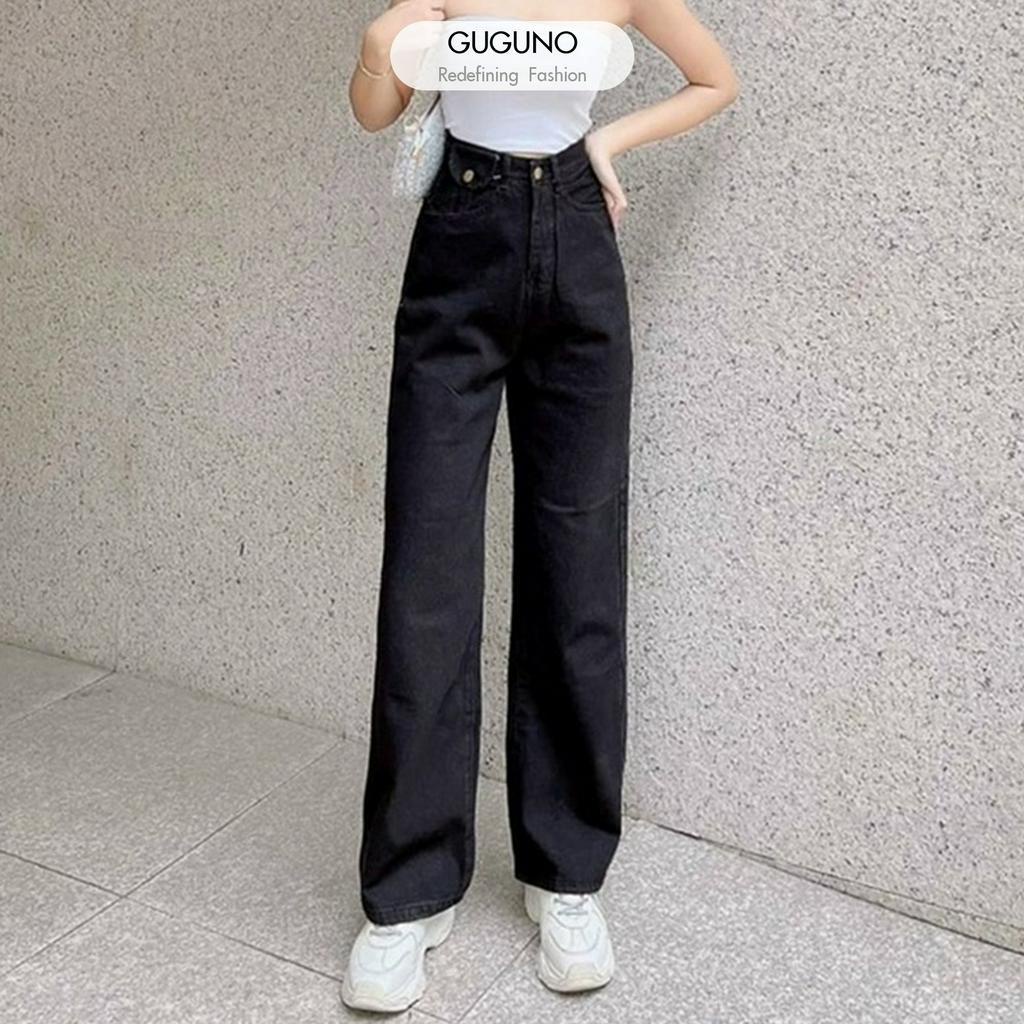 Quần jeans nữ ống rộng Guguno