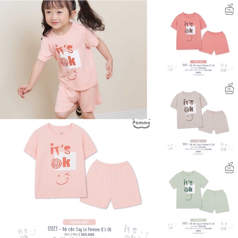 La Pomme Bộ cộc tay smile ok cho bé 6m-5y SS2022