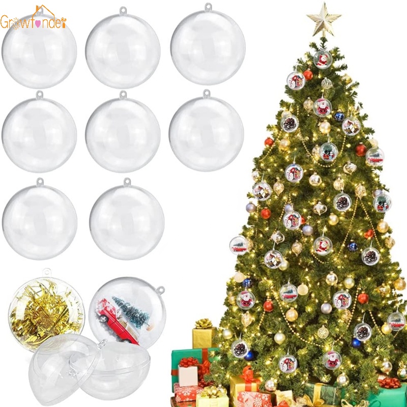 1 Quả Cầu Rỗng Bằng Nhựa Trong Suốt Kích Thước 5 / 6 / 8 / 10cm Dùng Trang Trí Cây Thông Giáng Sinh
