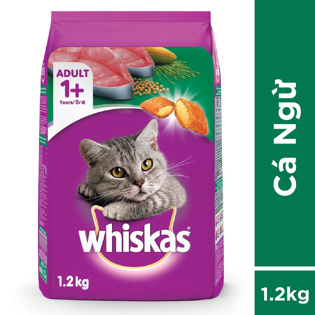 Combo Thức Ăn Mèo Whiskas Vị Cá Ngừ 1.2 kg &amp; Cát Vệ Sinh Catsan 5L