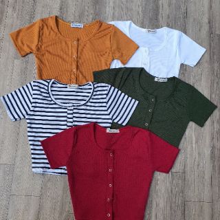 Áo Croptop Nút Bấm - Cúc bấm (10 màu)