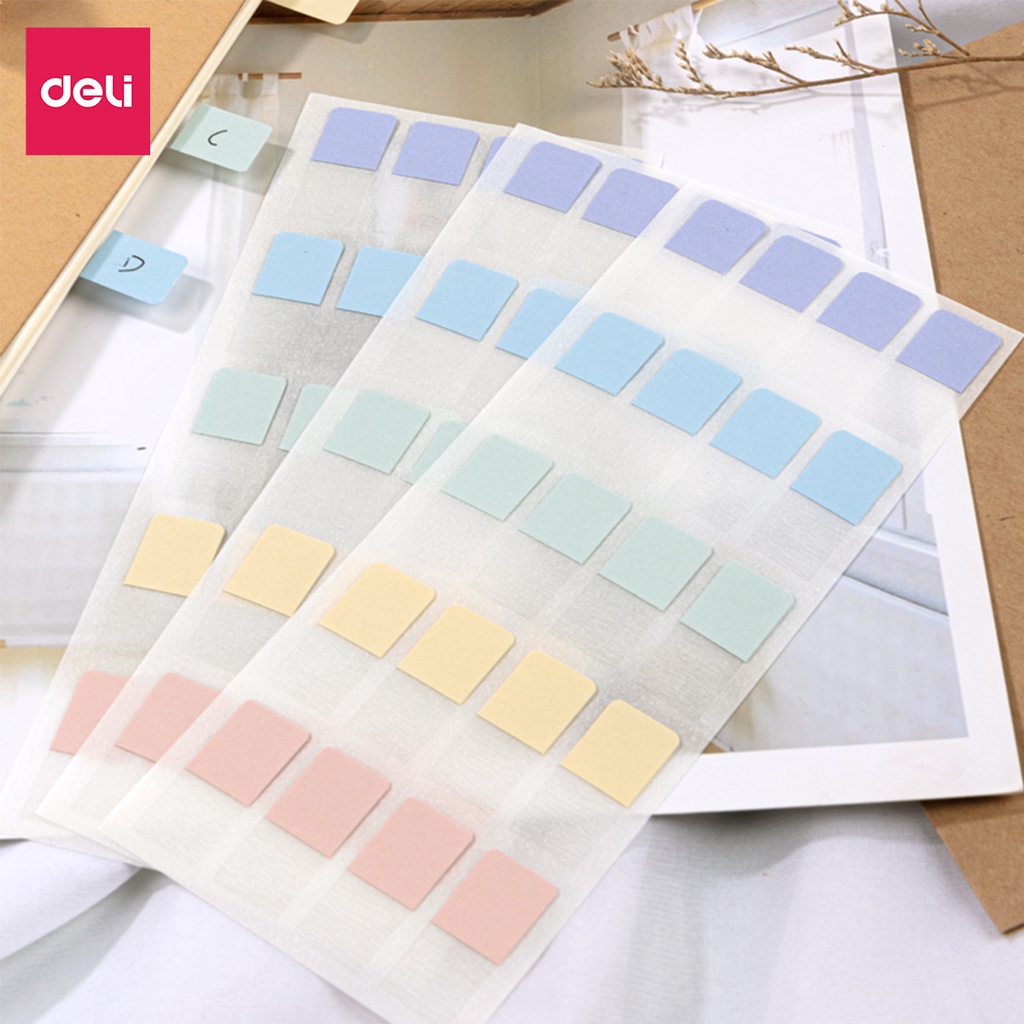 [Mã LIFEDE10 giảm 8% đơn 99K] Giấy phân trang nhiều màu pastel - 28x25mm Deli - 21535 / 21536/ 21537