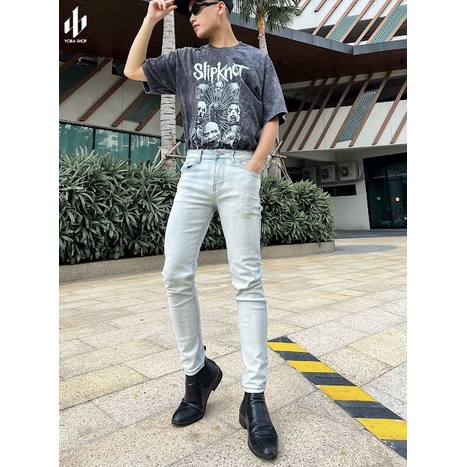 QUẦN JEANS NAM SKINNY TRẮNG WASH BẠC TRƠN SIÊU XỊN ĐẸP (ẢNH THẬT 100% - BAO ĐỔI TRẢ 763-828)