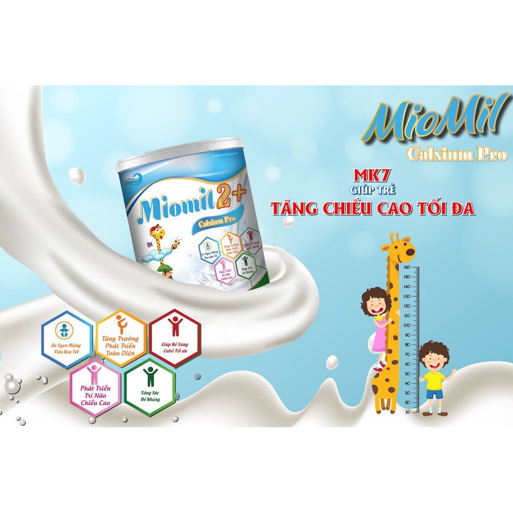 Sữa Miomil Canxium Pro - Bổ sung canxi giúp trẻ tăng trưởng chiều cao và phát triển toàn diện (Hộp 900g)