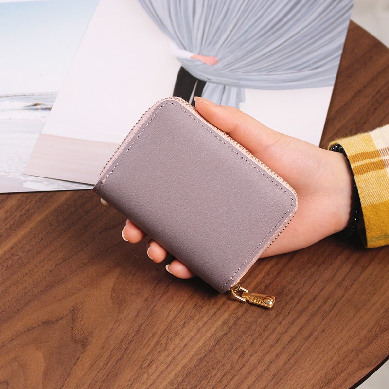 Ví đựng thẻ/ bằng lái xe IELGY màu trơn có khóa kéo cho nam và nữ