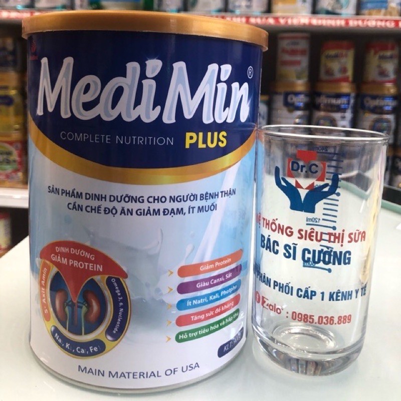 combo 2 lon Sữa Medimin plus 900g dành cho người bệnh Thận cần chế độ ăn giảm đạm ít muối