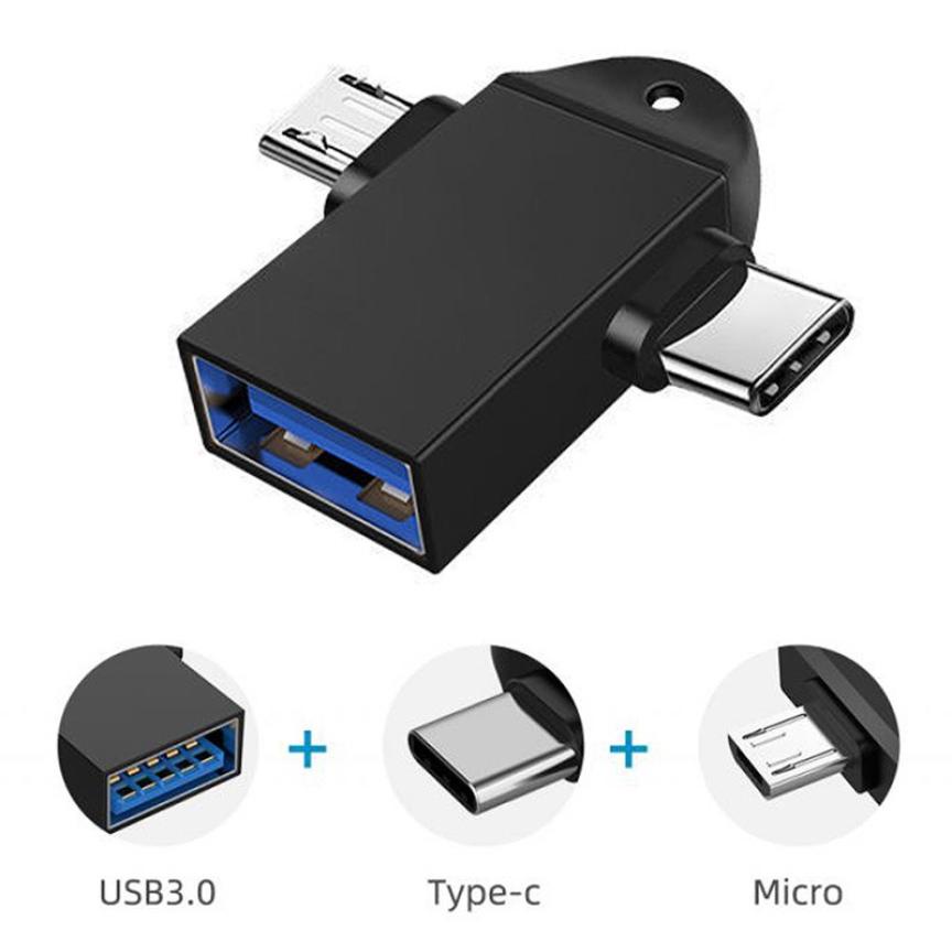 Bộ chuyển đổi hai trong một từ USB sang TypeC + đầu chuyển đổi OTG cho điện thoại/ máy tính