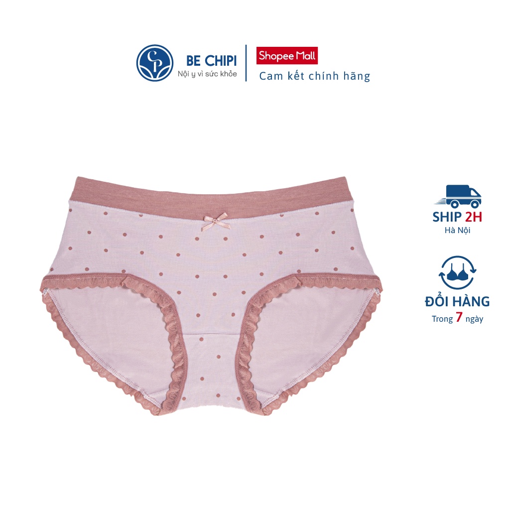 Quần Lót Nữ Cotton Cạp Thấp Co Dãn Kháng Khuẩn Họa Tiết By BECHIPI - QL2813