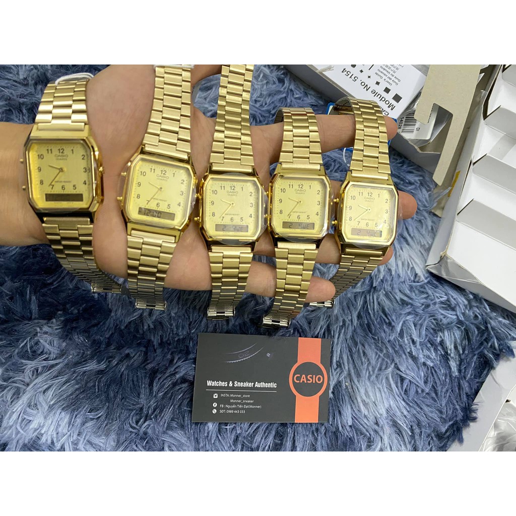 Đồng hồ Casio AQ230 Gold chính hãng cho nam và nữ