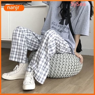 Korean retro fashion plaid wide leg pants