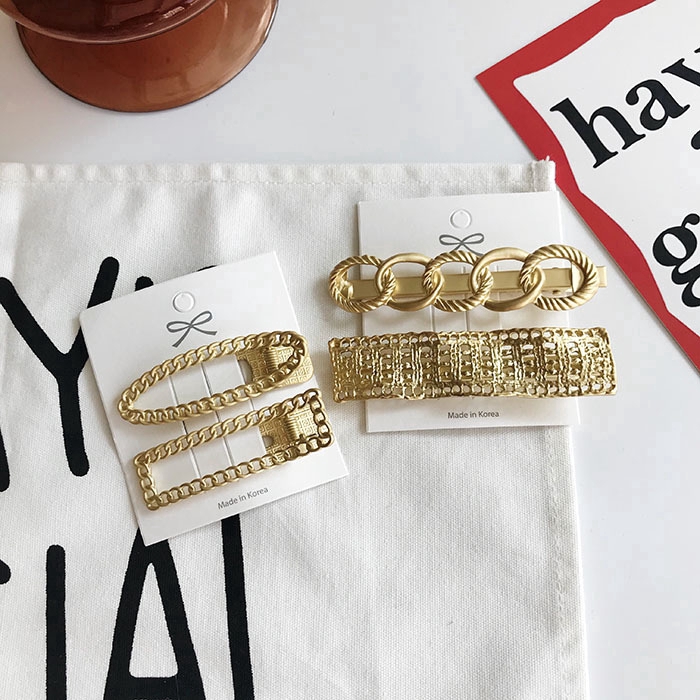 Kẹp Tóc Hình Nơ Phối Dây Xích Bằng Kim Loại Phong Cách Âu Mỹ Cổ Điển Thời Trang