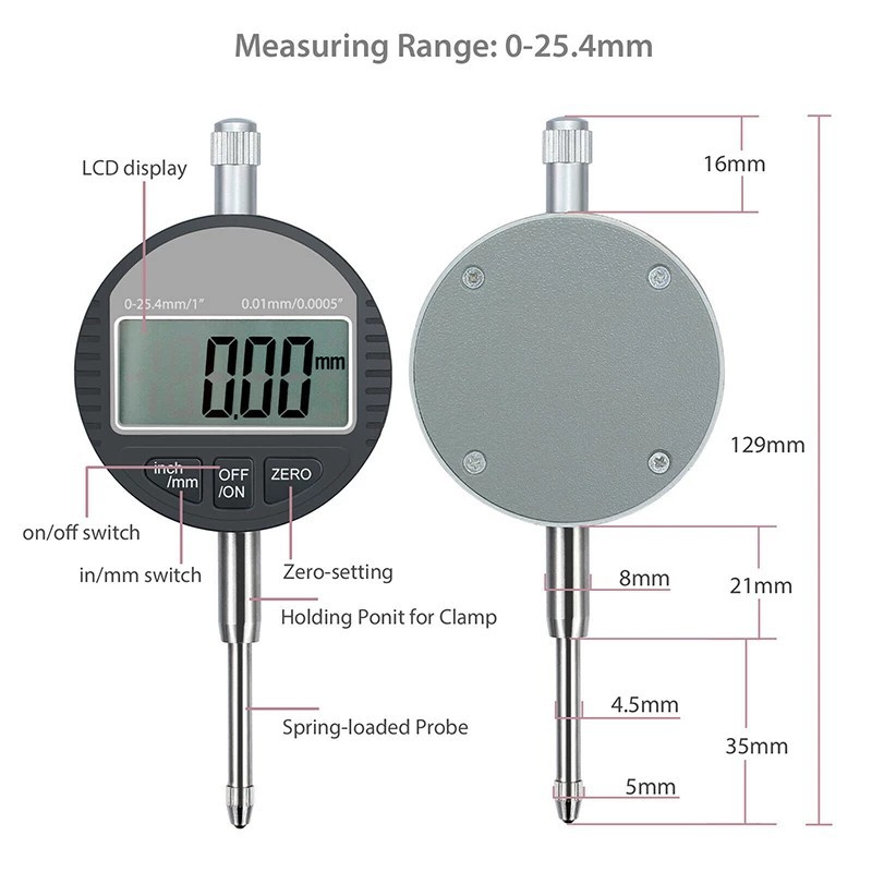 Đồng Hồ Kỹ Thuật Số Đo Khoảng Cách 0-12.7mm 0-25.4mm 0.01mm 0.001mmm
