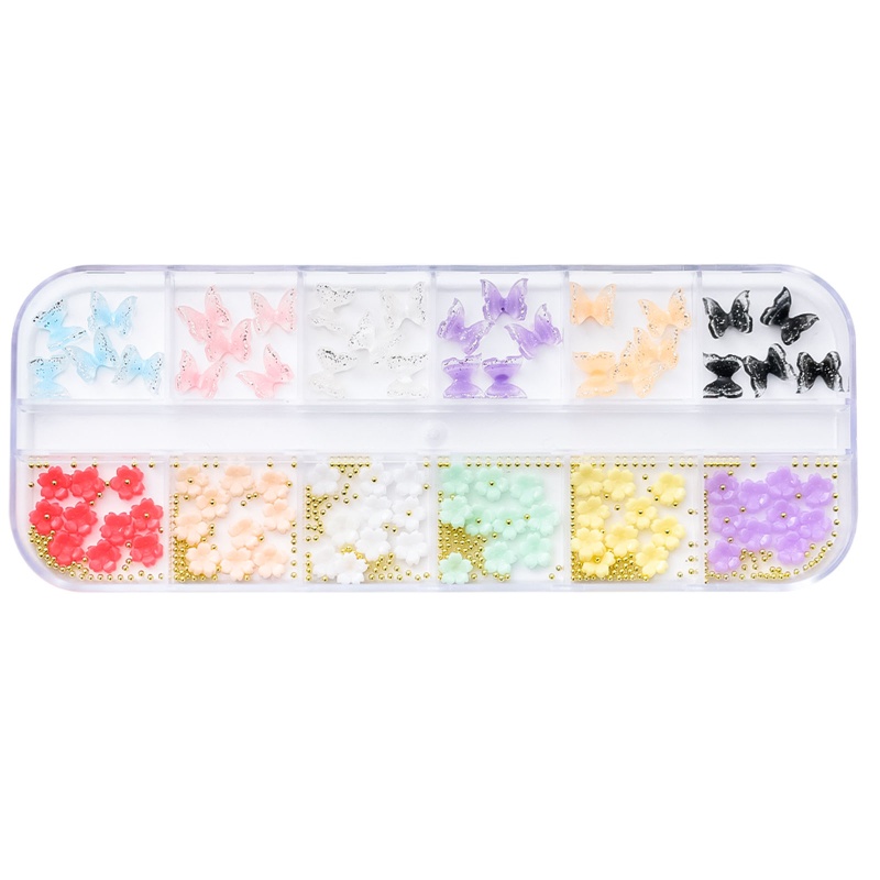 Hạt Cườm Tròn Bằng Kim Loại Acrylic Hình Hoa Trang Trí Móng Tay