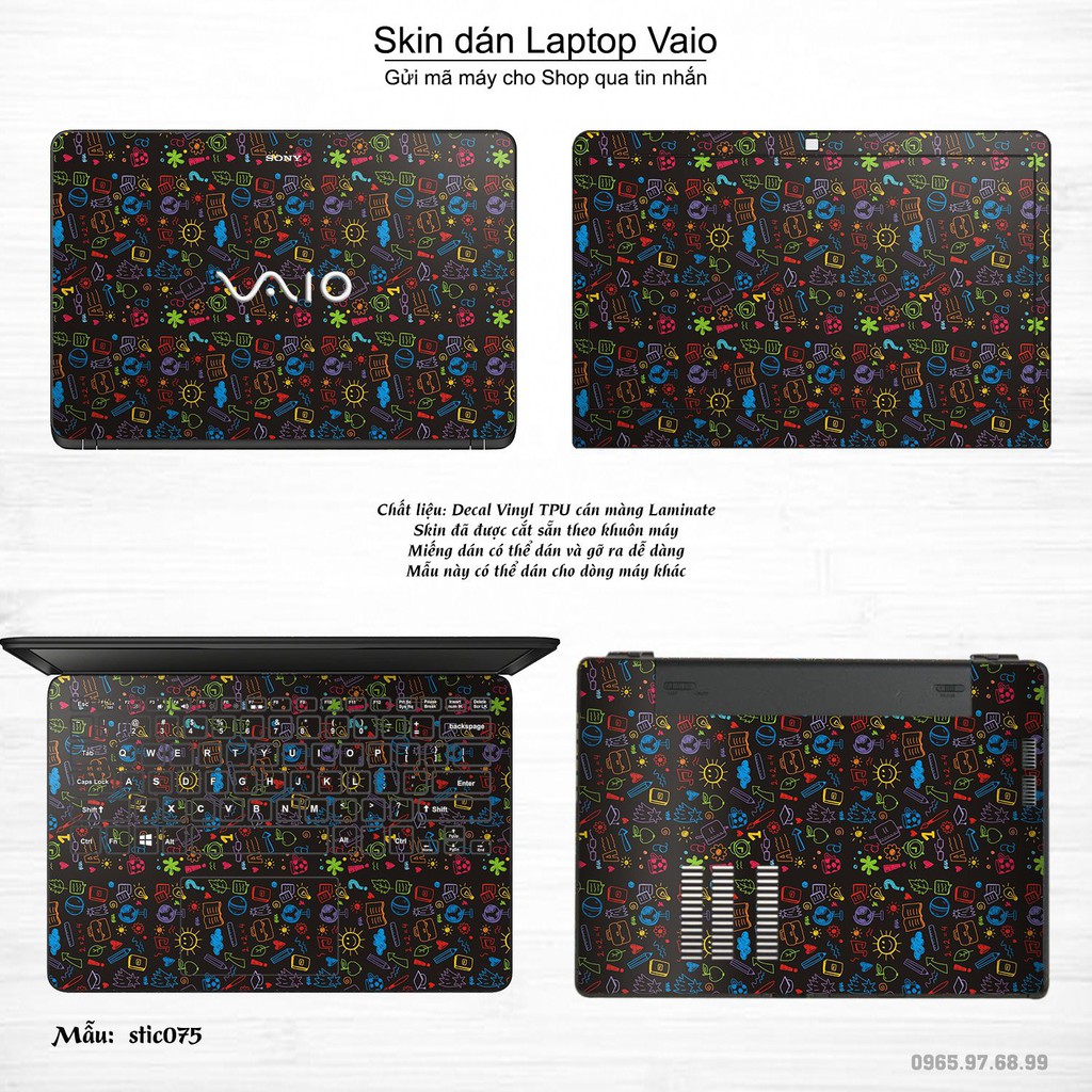 Skin dán Laptop Sony Vaio in hình Hoa văn sticker _nhiều mẫu 13 (inbox mã máy cho Shop)