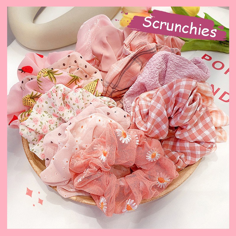 INS Hồng Scrunchies Hoa Cúc Bươm Voan Cột Tóc Scrunchie Con Gái Chun Buộc Tóc Phụ Kiện Tóc | WebRaoVat - webraovat.net.vn