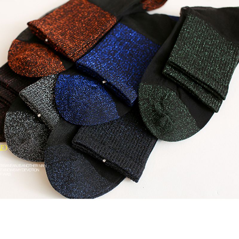 Vớ Lụa Phối Ren Đính Kim Tuyến Lấp Lánh Co Giãn Dành Cho Nữ