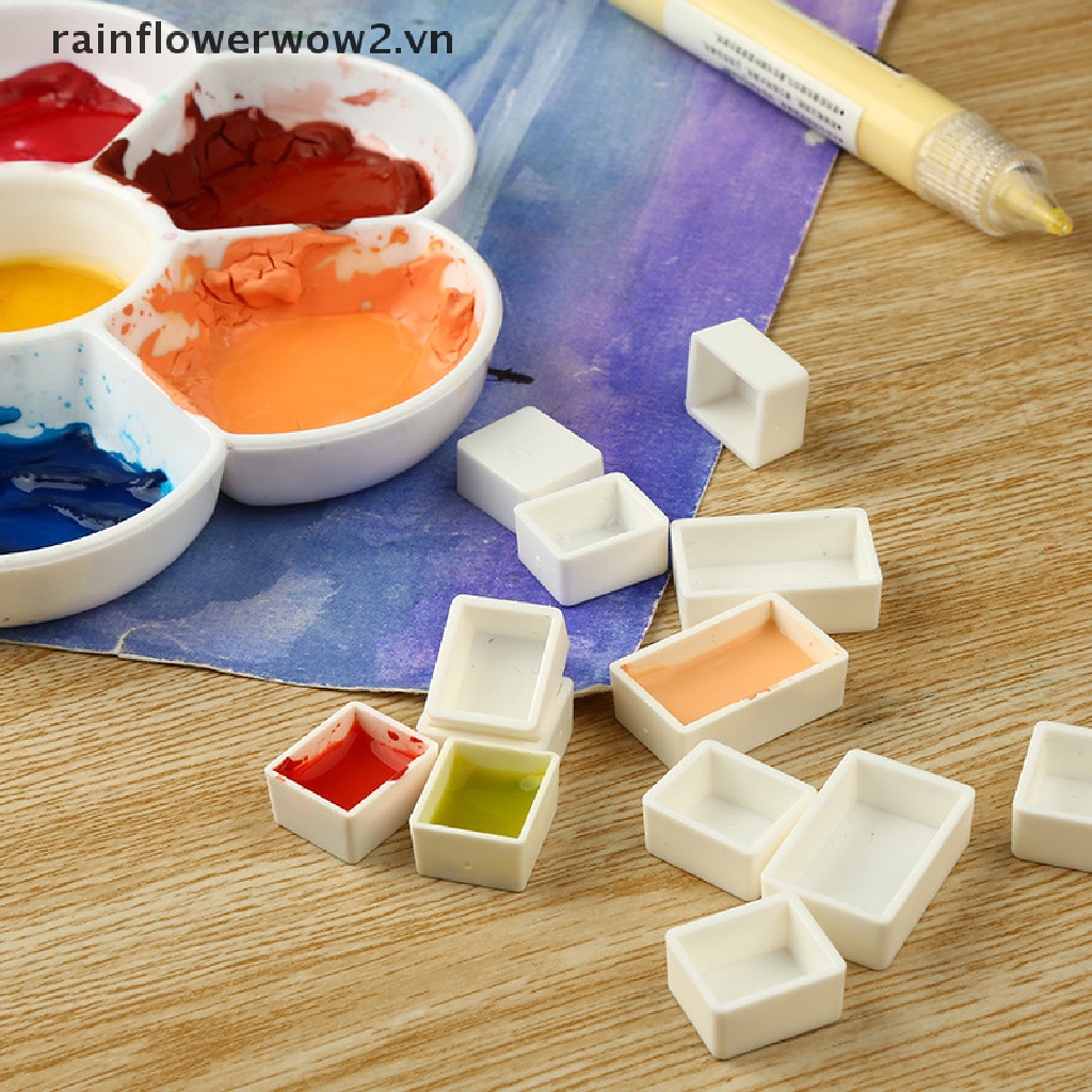 [er] Set 10 Khuôn Nhựa Rỗng Nửa Hình Nửa Chảo Vẽ Màu Nước Màu Nước