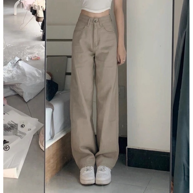 Quần Jean Nữ Lưng Cao Ống Rộng Phong Cách Hàn Quốc Size Nhỏ Cho Nữ 1m45 1m50 1m55 Dài 92cm XS S M