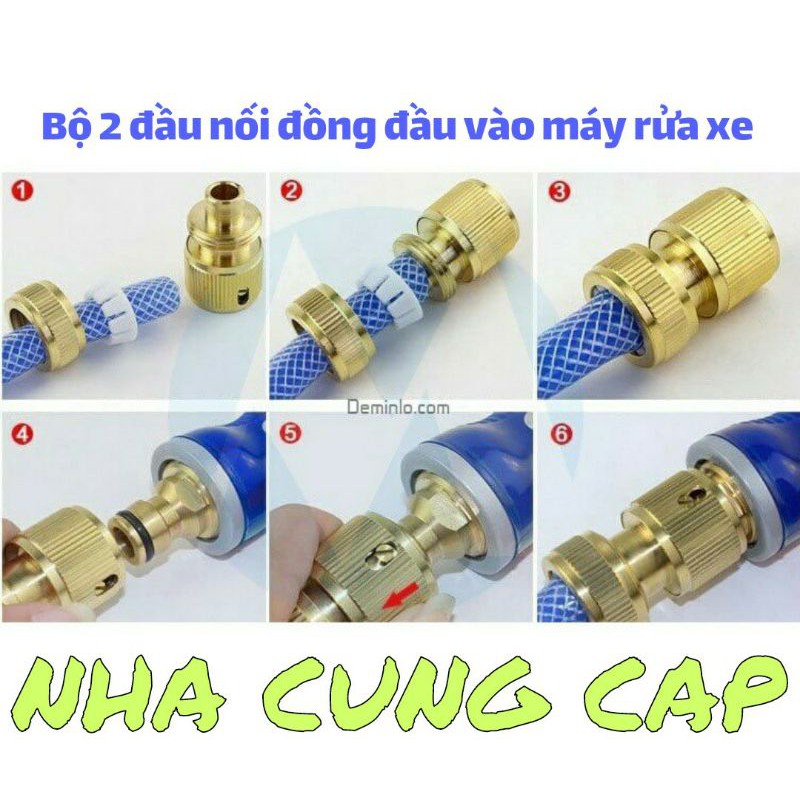 BỘ 2 ĐẦU NỐI ĐỒNG ĐẦU VÀO MÁY RỬA XE