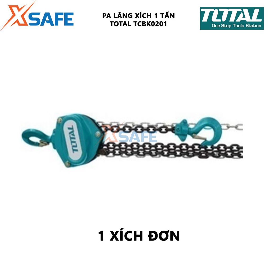 Pa lăng xích TOTAL trọng lượng nâng 1-2 tấn, độ cao nâng 3m Khoảng cách từ đỉnh móc đến móc treo 383mm-485mm