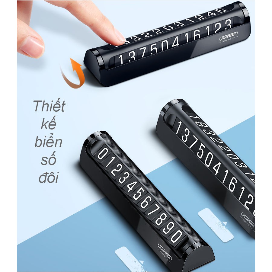 Bảng ghi số điện thoại, biển số xe gắn trên ô tô có thể xoay Ugreen 60326 - Hàng chính hãng