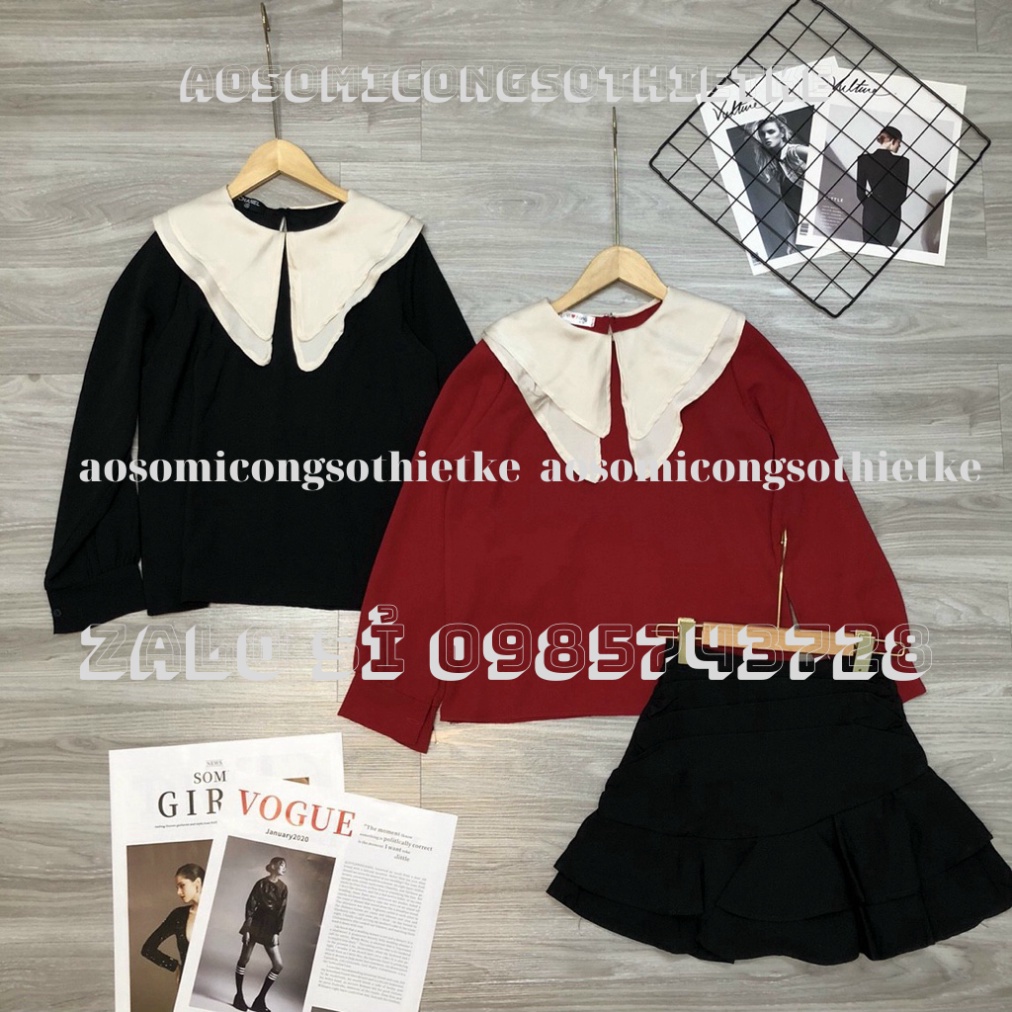 áo babydoll tiểu thư cổ bèo PN00033 aosomicongsothietke