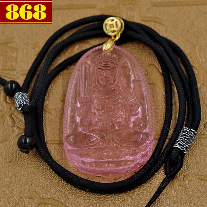 Mặt dây chuyền Phật bản mệnh Bất Động Thiên Vương hồng kèm dây