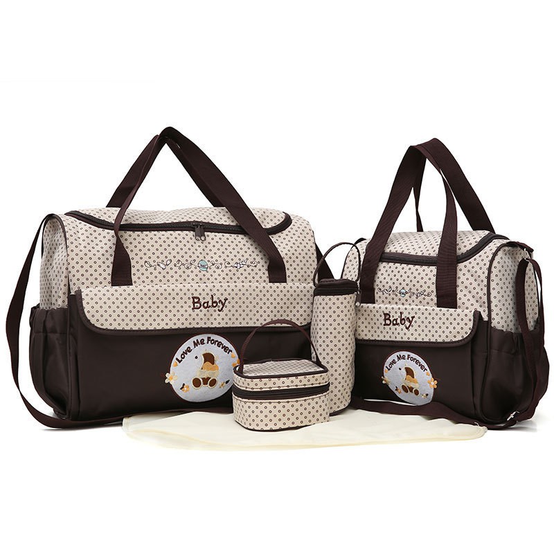 Set 5 Túi Xách Đa Năng Cỡ Lớn Chống Thấm Nước Họa Tiết Hoạt Hình Cho Mẹ Bỉm Sữa