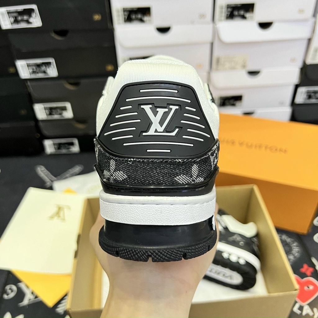 Giày LV đen trắng bản sc, giày louis vuitton đen trắng cao cấp. Full phụ kiện + ảnh thật.