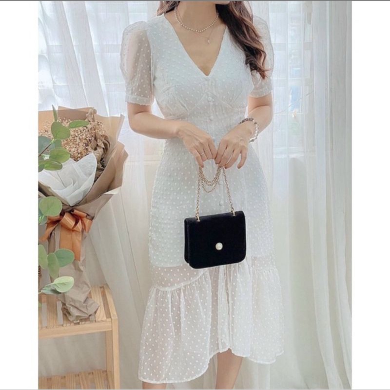 Đầm Ren Đuôi Cá Tiểu Thư Dáng Dài