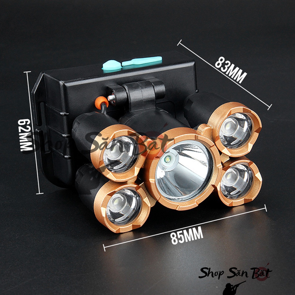 [Deal Sốc] Đèn pin đội đầu siêu sáng gồm 5 bóng đèn, siêu sáng, sản phẩm bền bỉ theo thời gian chống nước [YPX7]