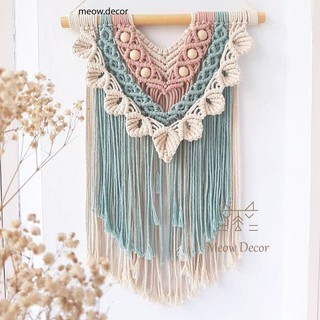 Mành macrame phối màu pastel phong cách boho treo tường trang trí nhà cửa, homestay, quán cafe (W70)