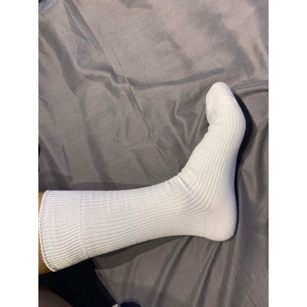 Tất Dài Vớ Nam Nữ Trơn Trắng Đen Basic Cotton 100%