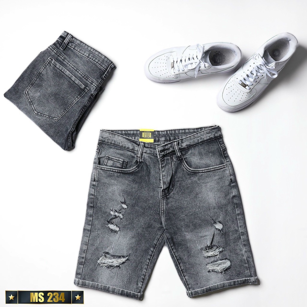 Quần Short Lửng Nam Màu Xám Đậm OBOKFASHION, Quần Bò Ngố Nam Kiểu Thời Trang Cao Cấp QSN3335