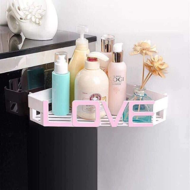 [ SALE TƯNG BỪNG]  Kệ góc nhựa nhà tắm LOVE hít chân không.