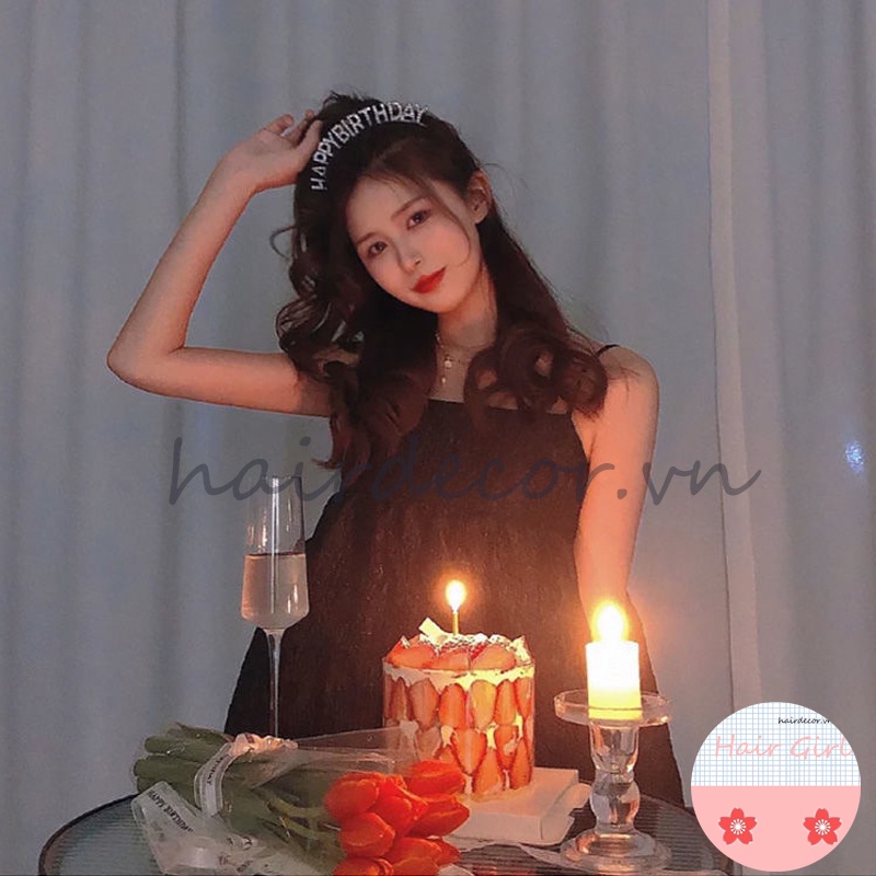 Băng Đô Hình Chữ Happy Birthday Đính Đá Lấp Lánh Xinh Xắn