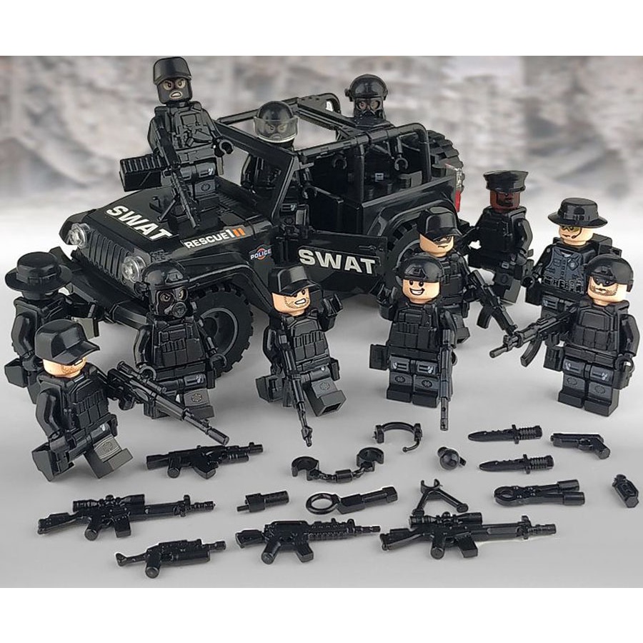 Đồ chơi lắp ráp lego , Đồ chơi cho bé - COMBO 12 LÍNH SWAT [ TẶNG KÈM 2 VĨ VŨ KHÍ ]