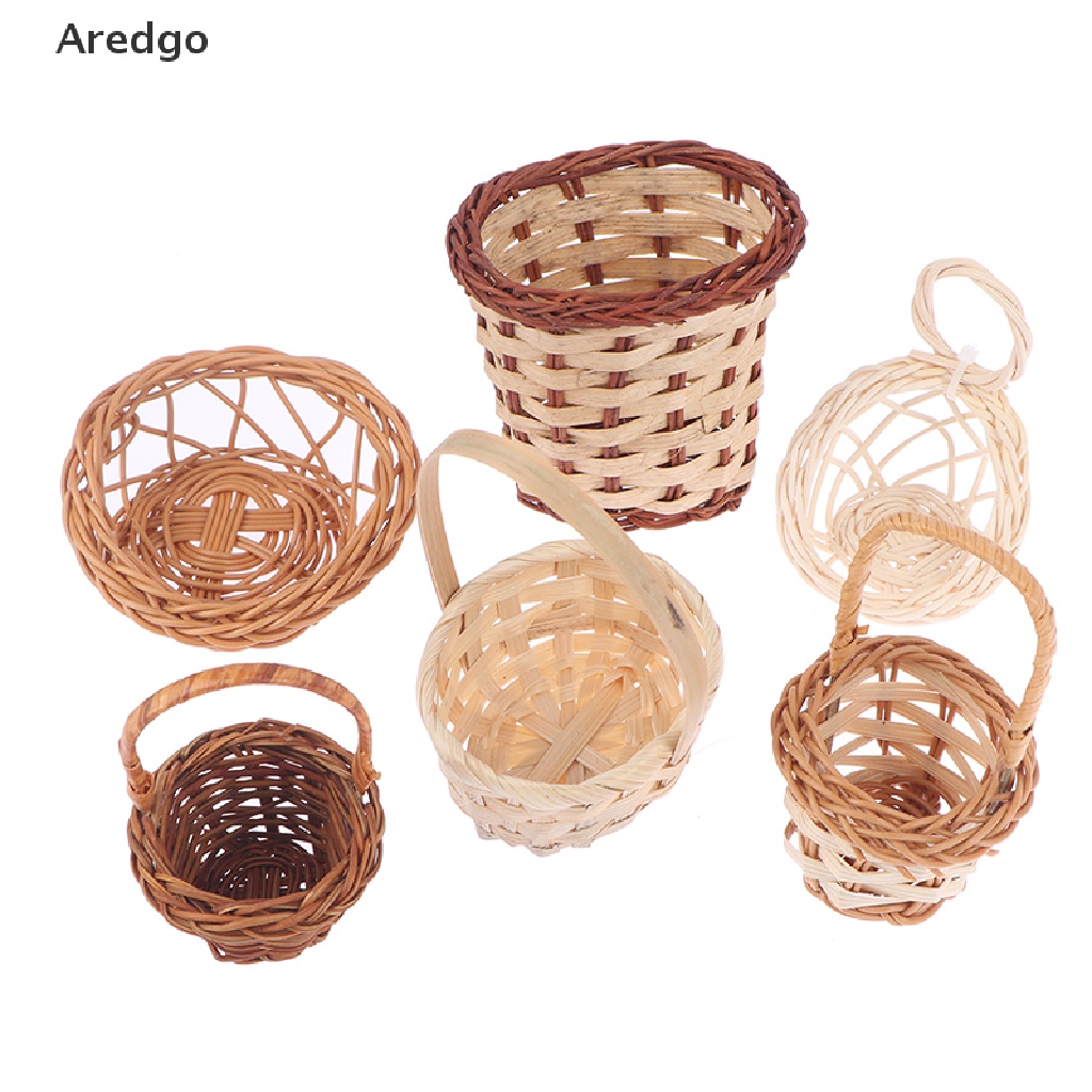 Giỏ đan thủ công mini đựng rau củ quả trang trí nhà búp bê tỉ lệ 1:12