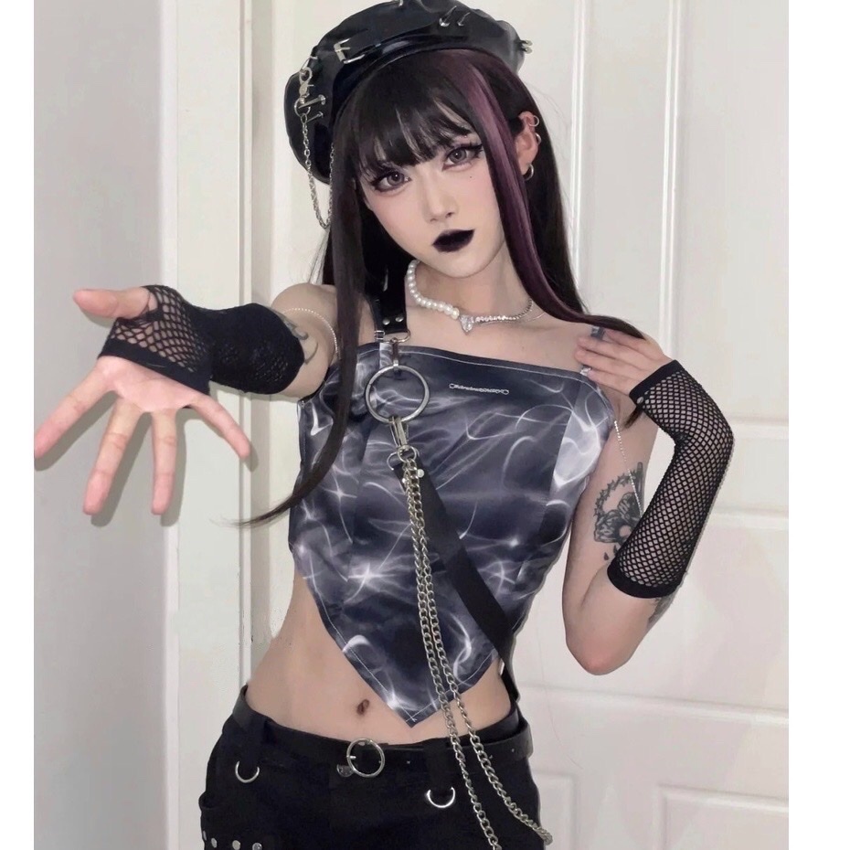 Găng Tay Lưới Trơn Hở Ngón CosPlay Gothic Punk - Vani Store - PKTT0023