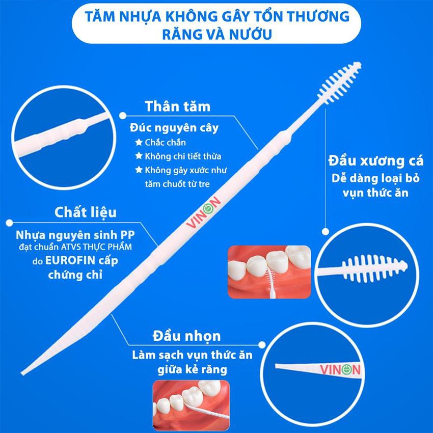 Tăm nha khoa vinon (Combo 6 túi x túi 100 tăm). TCVN: ISO 9001-2015 và 12-1:2011/BYT.- M06