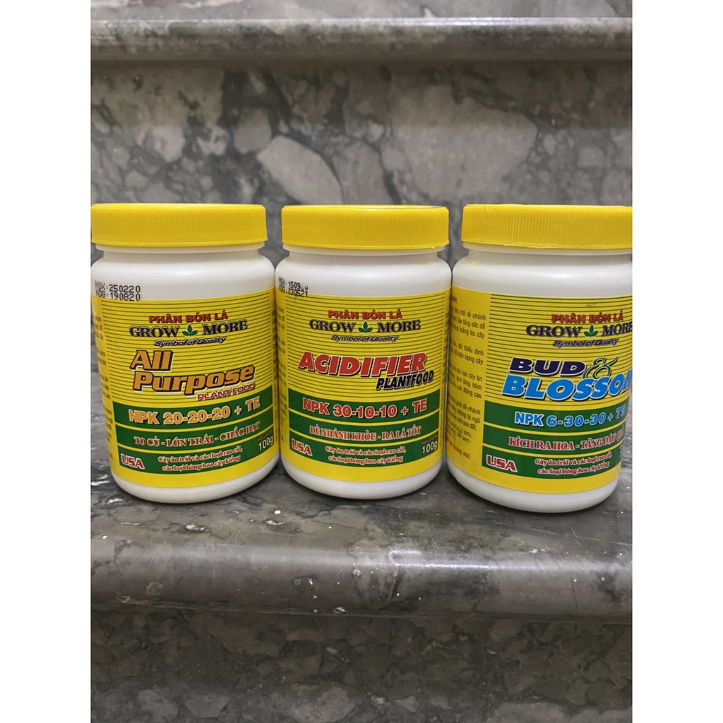 3 lọ phân bón lá growmore 6-30-30; 20-20-20; 30-10-10 cung cấp đủ dinh dưỡng dành cho hoa lan cây cảnh