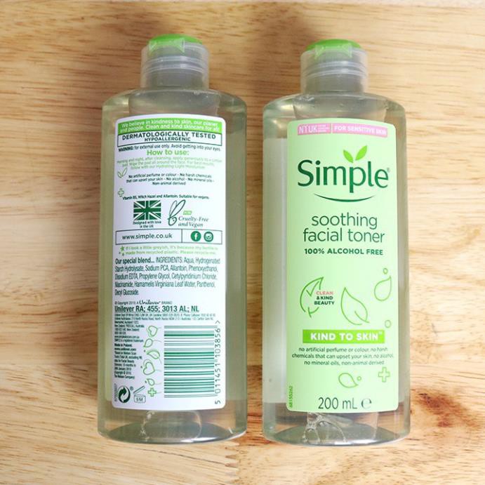 Combo Nước hoa hồng Simple và Sữa rửa mặt dạng Gel Refreshing Simple 150ml