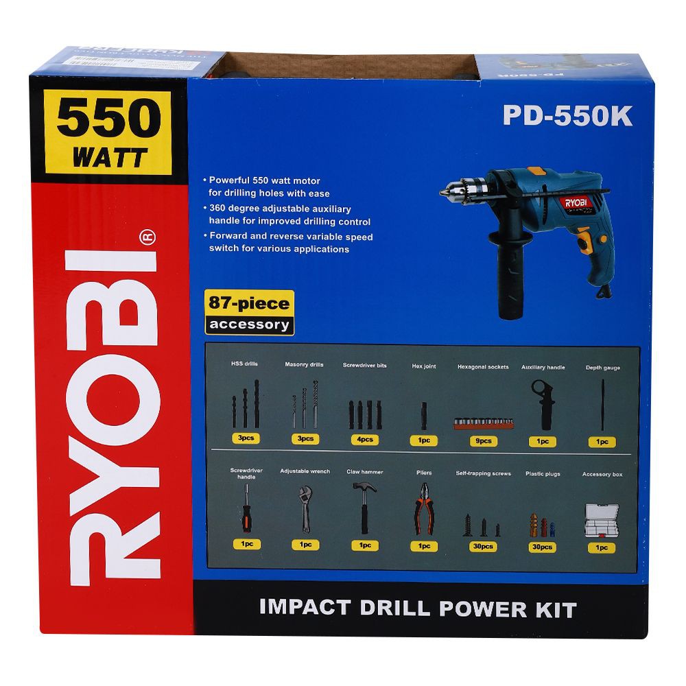 Máy khoan sắt 86 chi tiết Ryobi PD-550K (550W)