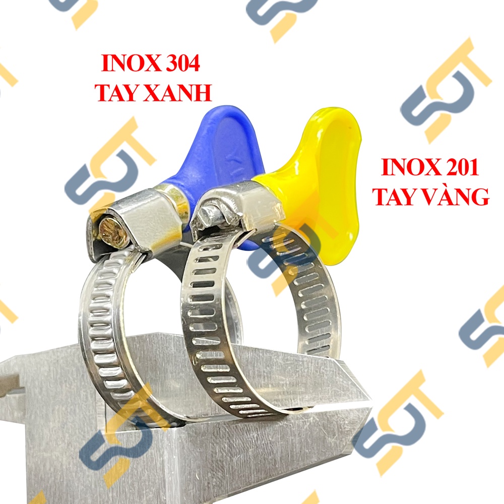 [ĐAI XIẾT ỐNG] Cổ dê cánh bướm INOX giá rẻ &amp; Quai nhê Clamp đai kẹp xiết cố định ống mềm dây PU vào đầu khớp nối nguồn