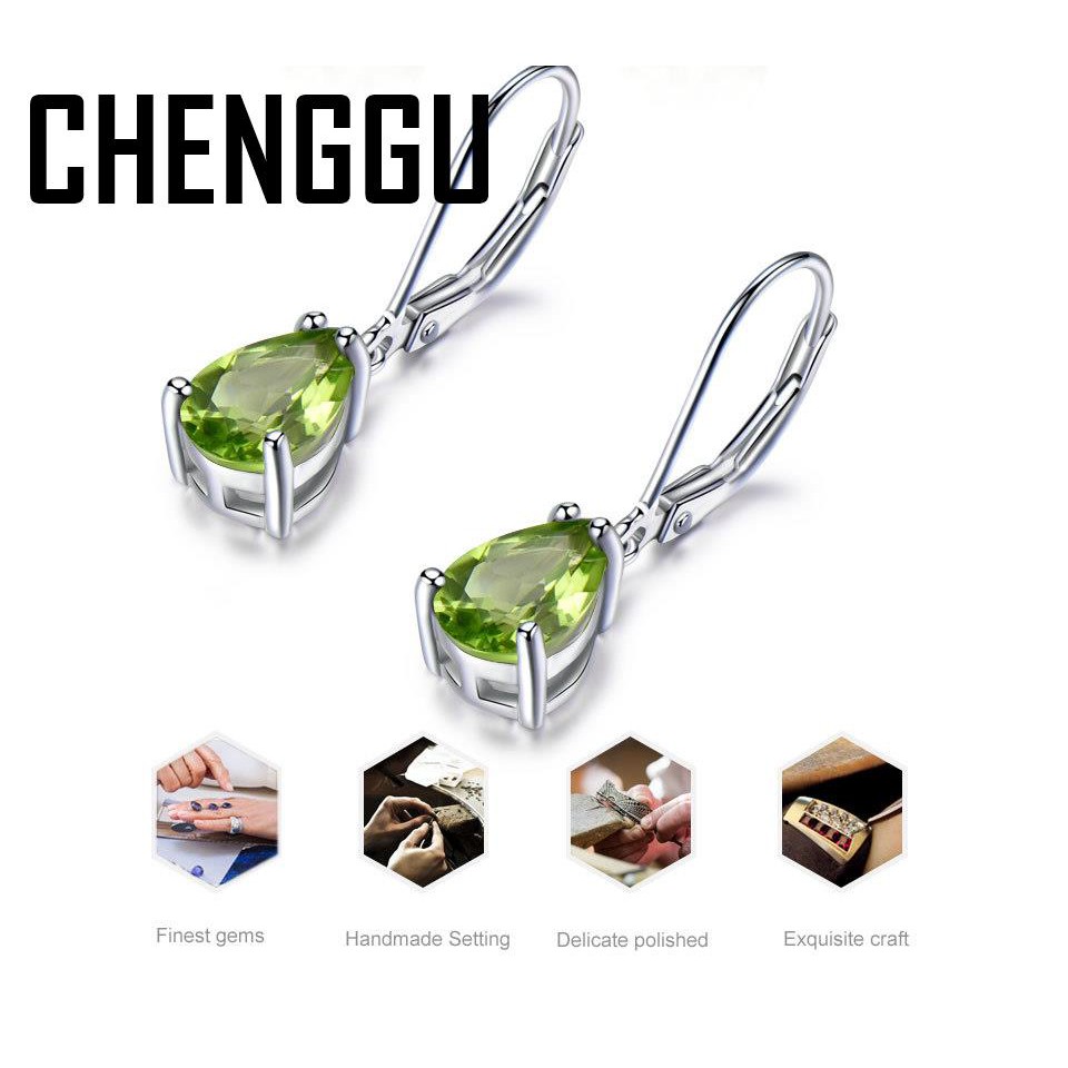 925 Sterling Silver Natural Peridot Drop Earrings Designer Fine Jewelry Green Gemstone Long Earrings For Women Special Gift|Drop Earrings|